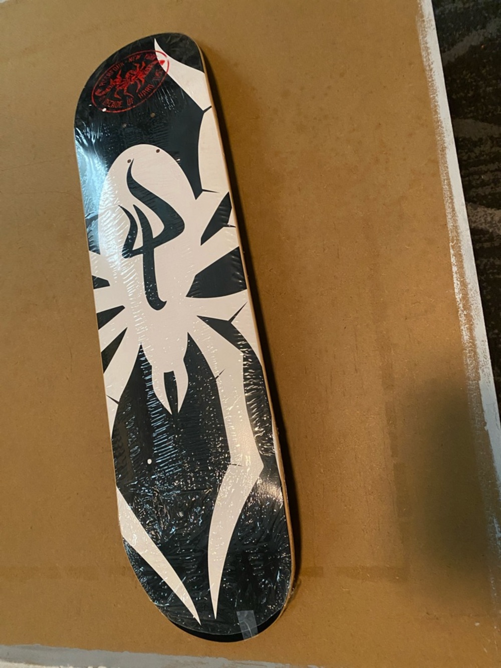 PITCHFORK NY HARDWEAR 
Black Skateboard Deck with White Spider Graphic
#7/40